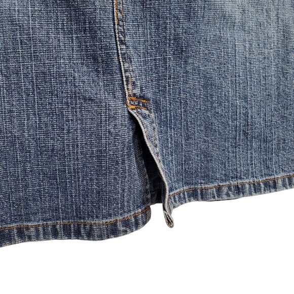 Chicos Denim 2 Size L Skirt Denim Blue Jean Mid Rise Stretch Crosshatch Casual - Picture 8 of 10